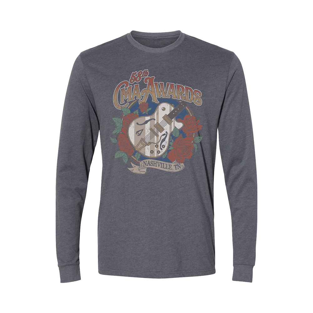 58th CMA Awards Guitar Roses Long Sleeve T-Shirt